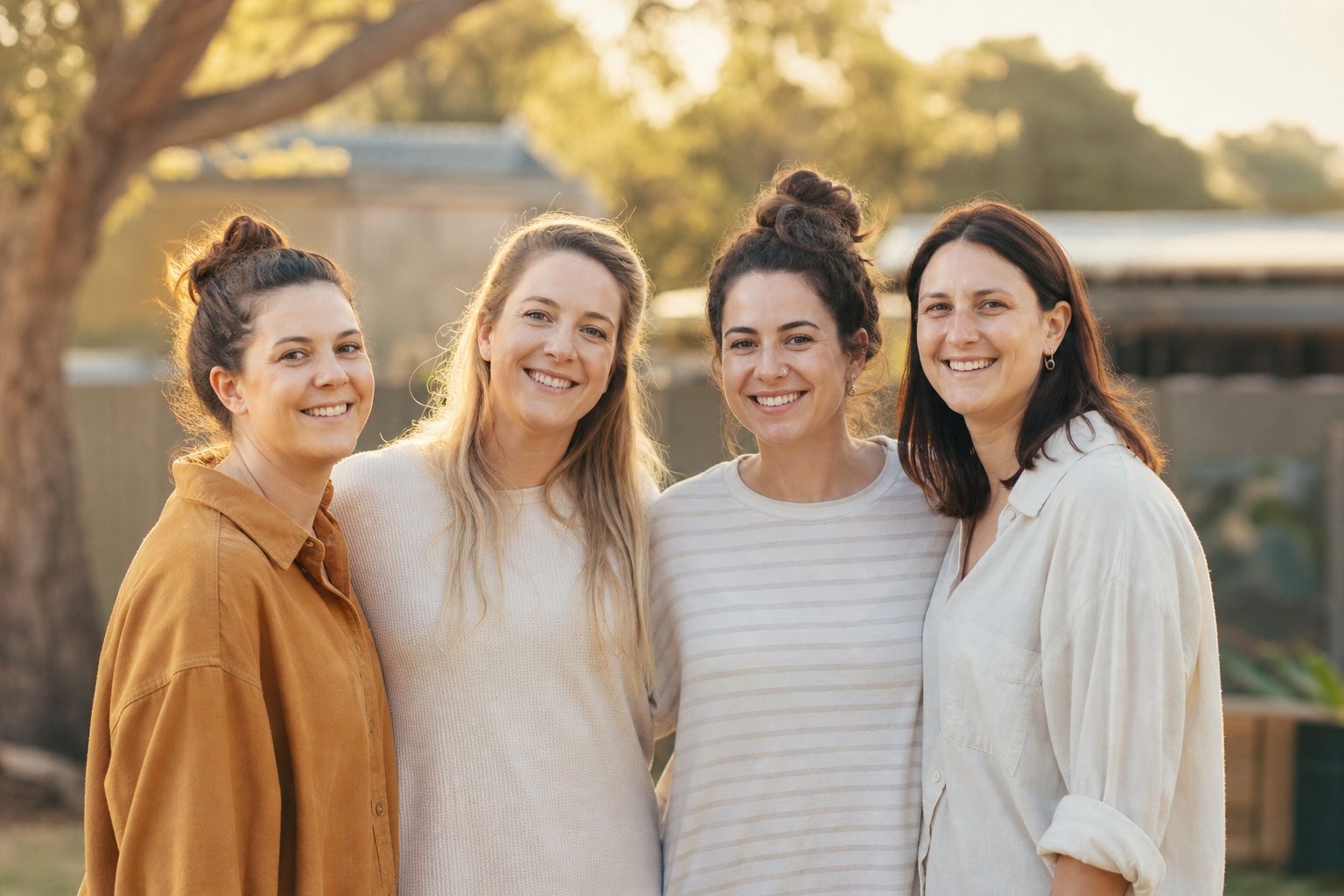 Educator team portrait outdoors in afternoon sun